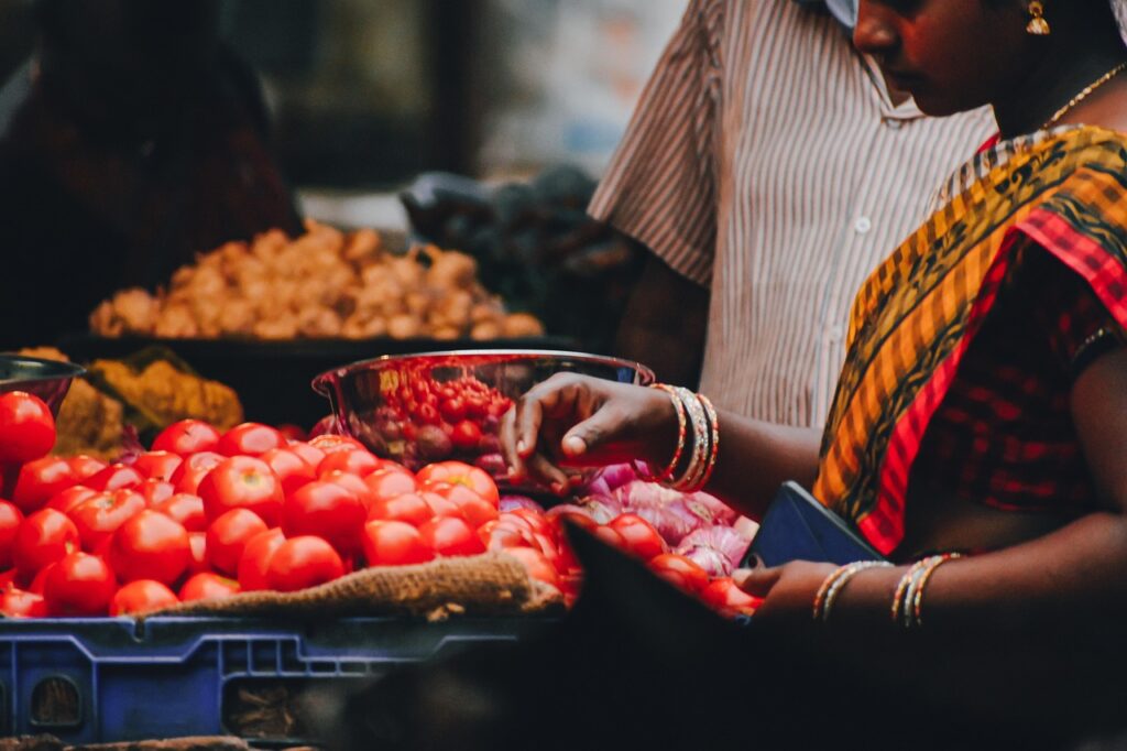 Marktstand mit frischem Gemüse auf Mauritius